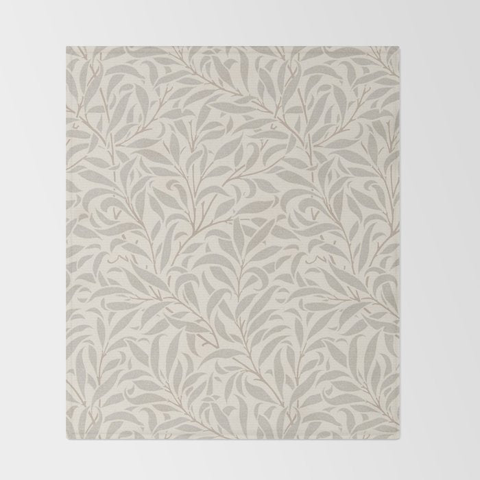 William Morris Willow Bough Ecru Silver Throw Blanket Gallery Image 2