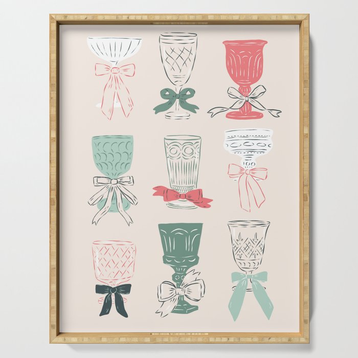 Holiday Bow Cocktails Serving Tray Gallery Image 1