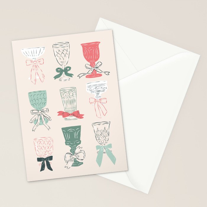 Holiday Bow Cocktails Stationery Card Gallery Image 2