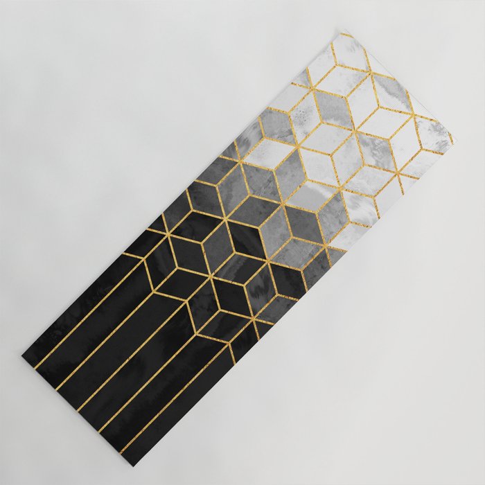 Black and White Gradient Cubes Yoga Mat Gallery Image 1