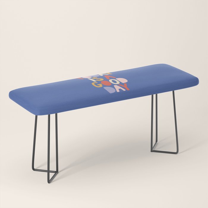 Today is a Good Day in blue red peach pink and mustard yellow Bench Gallery Image 1