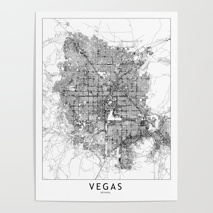 Las Vegas White Map Poster Gallery Image 4