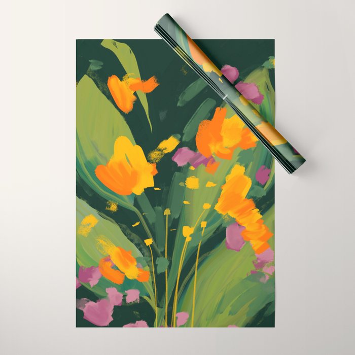 Abstract Floral Evening Wrapping Paper Gallery Image 1