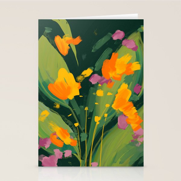 Abstract Floral Evening Stationery Card Gallery Image 1