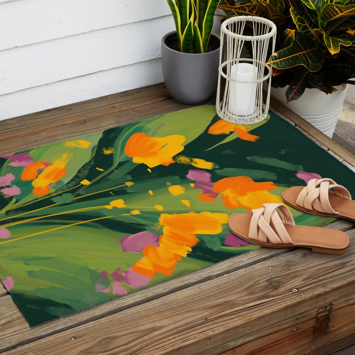 Abstract Floral Evening Outdoor Rug Gallery Image 2