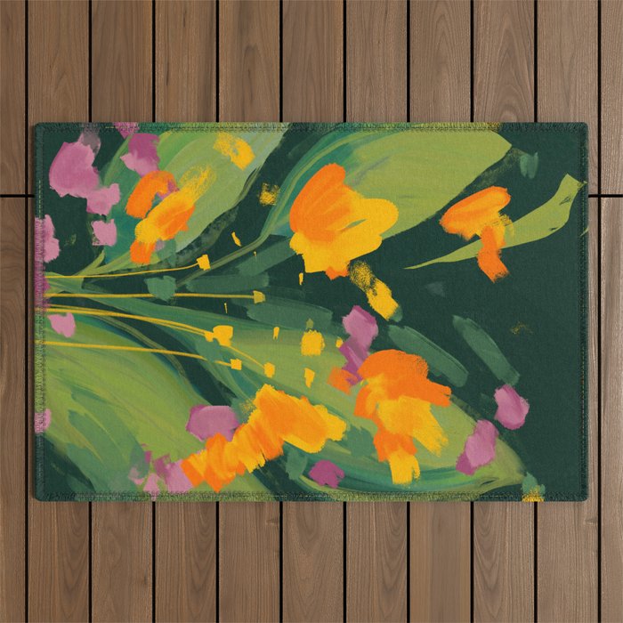 Abstract Floral Evening Outdoor Rug Gallery Image 1