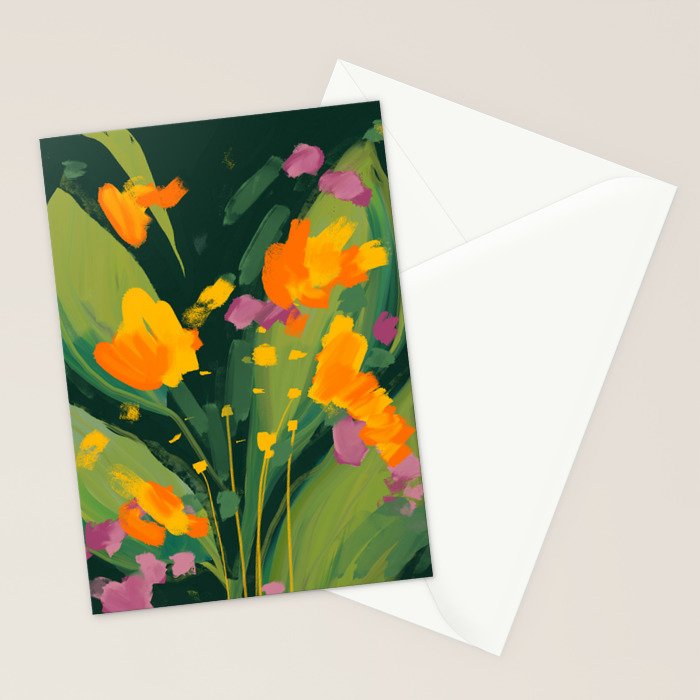 Abstract Floral Evening Stationery Card Gallery Image 2