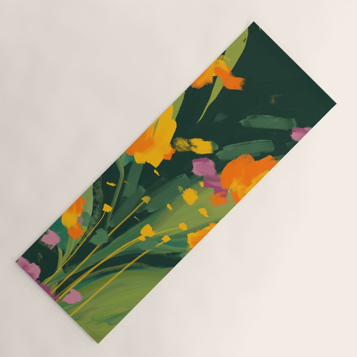 Abstract Floral Evening Yoga Mat Gallery Image 1