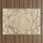 Flower of Life in Lotus - pastel golds and canvas Outdoor Rug Gallery Image 1