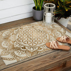 Flower of Life in Lotus - pastel golds and canvas Outdoor Rug Gallery Image 2