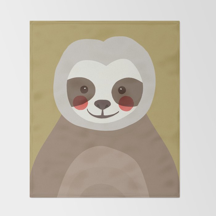 Sloth Animal Portrait Throw Blanket Gallery Image 2