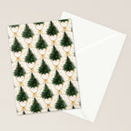 Christmas Tree in Golden Ribbon Seamless Holiday Pattern Stationery Card Gallery Image 2