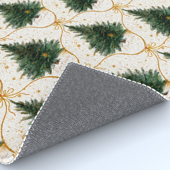 Christmas Tree in Golden Ribbon Seamless Holiday Pattern Rug Gallery Image 4