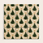 Christmas Tree in Golden Ribbon Seamless Holiday Pattern Wood Wall Art Gallery Image 1