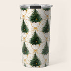 Christmas Tree in Golden Ribbon Seamless Holiday Pattern Travel Mug Gallery Image 1