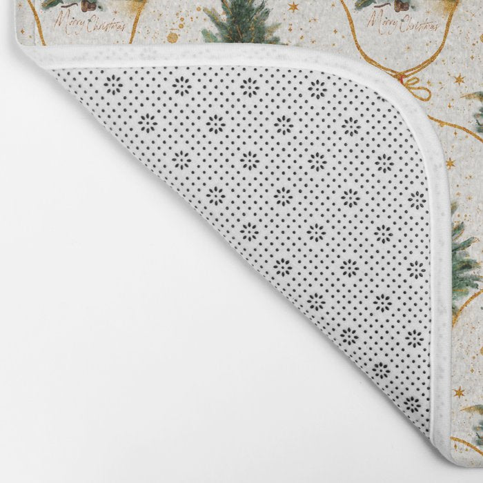 Christmas Tree in Golden Ribbon Seamless Holiday Pattern Bath Mat Gallery Image 2