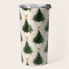 Christmas Tree in Golden Ribbon Seamless Holiday Pattern Travel Mug Gallery Image 2