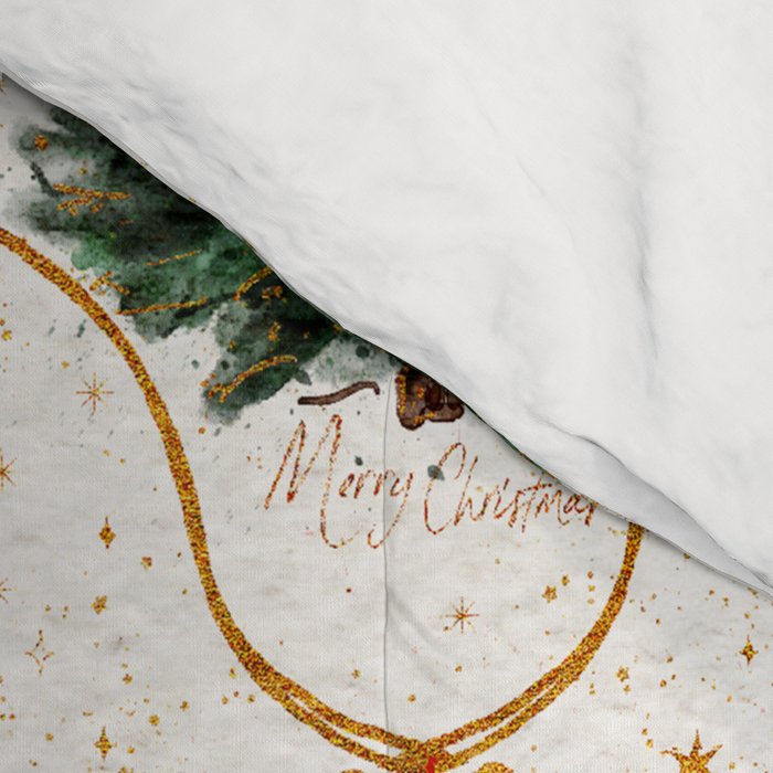 Christmas Tree in Golden Ribbon Seamless Holiday Pattern Comforter Gallery Image 4