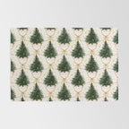 Christmas Tree in Golden Ribbon Seamless Holiday Pattern Rug Gallery Image 2