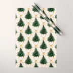 Christmas Tree in Golden Ribbon Seamless Holiday Pattern Wrapping Paper Gallery Image 1