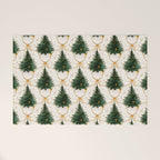 Christmas Tree in Golden Ribbon Seamless Holiday Pattern Welcome Mat Gallery Image 1
