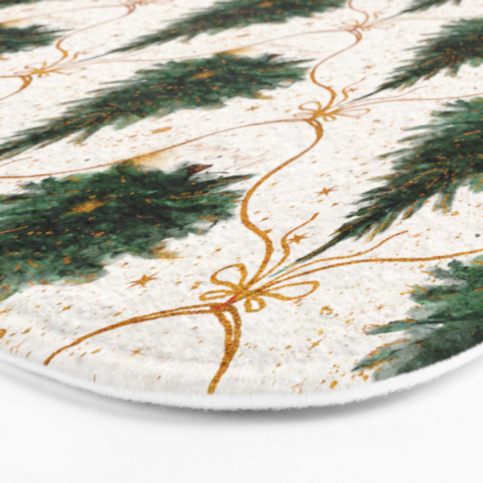 Christmas Tree in Golden Ribbon Seamless Holiday Pattern Bath Mat Gallery Image 3