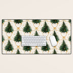Christmas Tree in Golden Ribbon Seamless Holiday Pattern Desk Mat Gallery Image 1