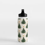 Christmas Tree in Golden Ribbon Seamless Holiday Pattern Water Bottle Gallery Image 3