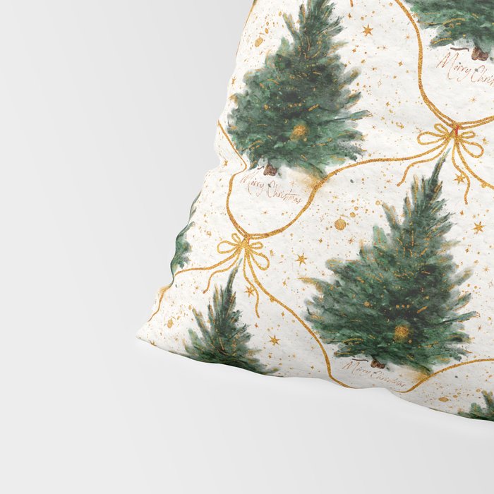 Christmas Tree in Golden Ribbon Seamless Holiday Pattern Pillow Sham Gallery Image 4