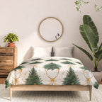 Christmas Tree in Golden Ribbon Seamless Holiday Pattern Comforter Gallery Image 3