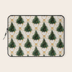 Christmas Tree in Golden Ribbon Seamless Holiday Pattern Laptop Sleeve Gallery Image 1