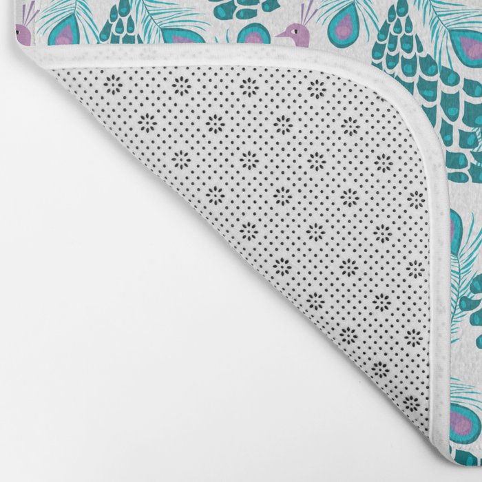 Peacock pattern cute bird nursery minimal home decor peacocks plume feathers Bath Mat Gallery Image 2