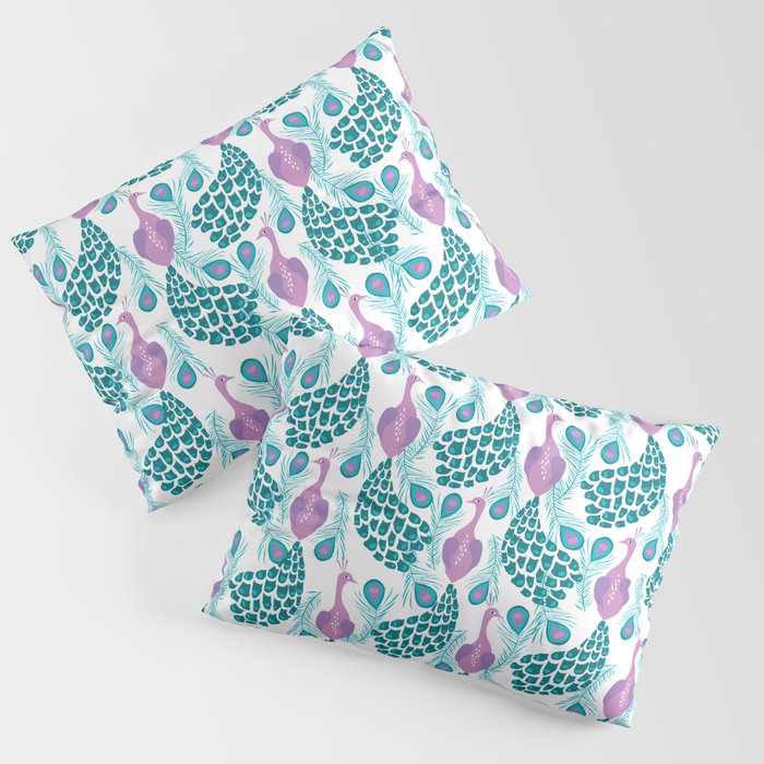 Peacock pattern cute bird nursery minimal home decor peacocks plume feathers Pillow Sham Gallery Image 3