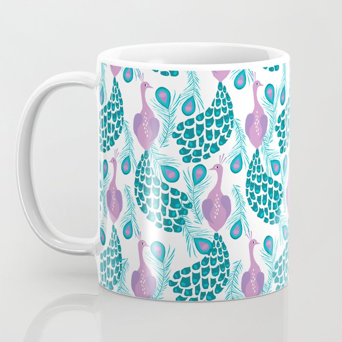 Peacock pattern cute bird nursery minimal home decor peacocks plume feathers Coffee Mug Gallery Image 3