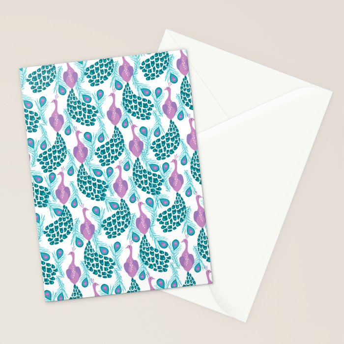 Peacock pattern cute bird nursery minimal home decor peacocks plume feathers Stationery Card Gallery Image 2