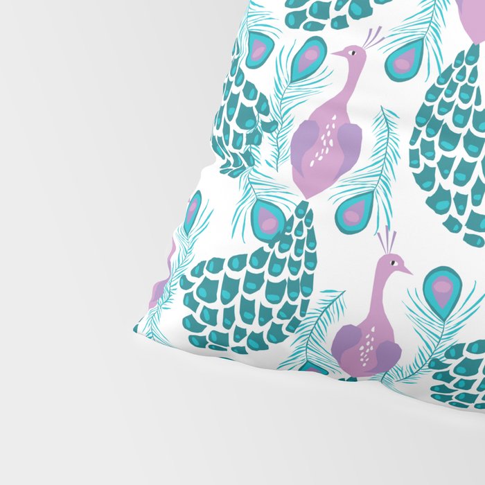 Peacock pattern cute bird nursery minimal home decor peacocks plume feathers Pillow Sham Gallery Image 4