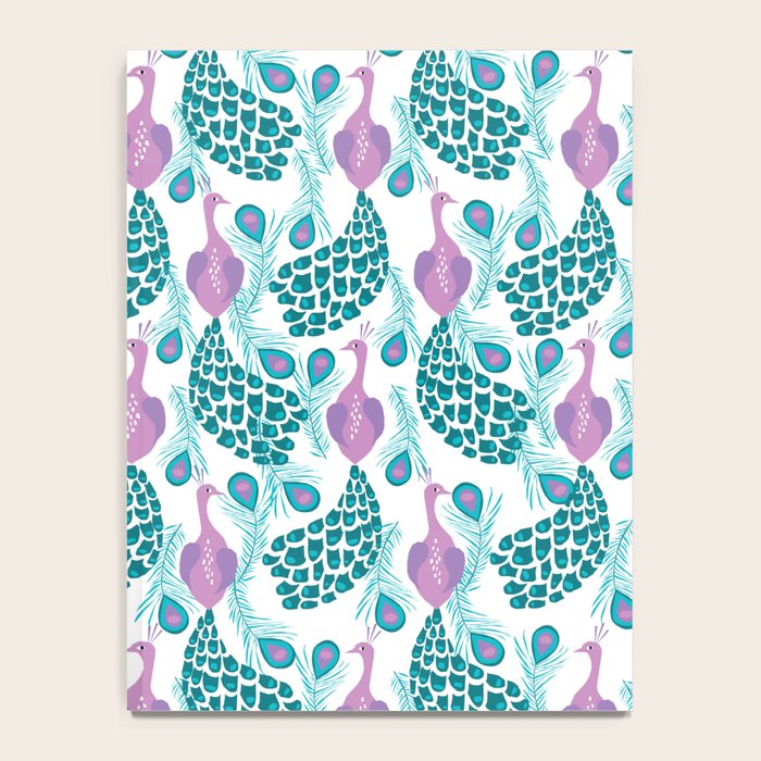 Peacock pattern cute bird nursery minimal home decor peacocks plume feathers Notebook Gallery Image 4