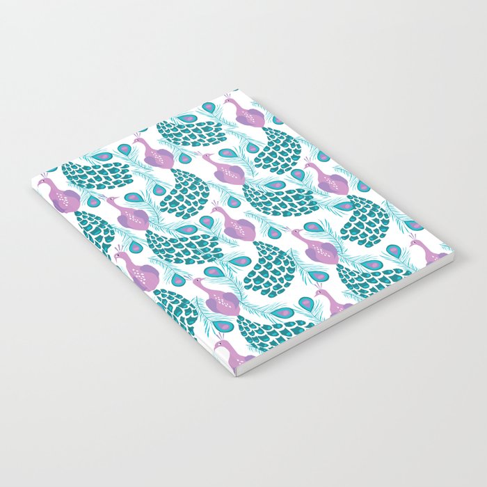 Peacock pattern cute bird nursery minimal home decor peacocks plume feathers Notebook Gallery Image 2