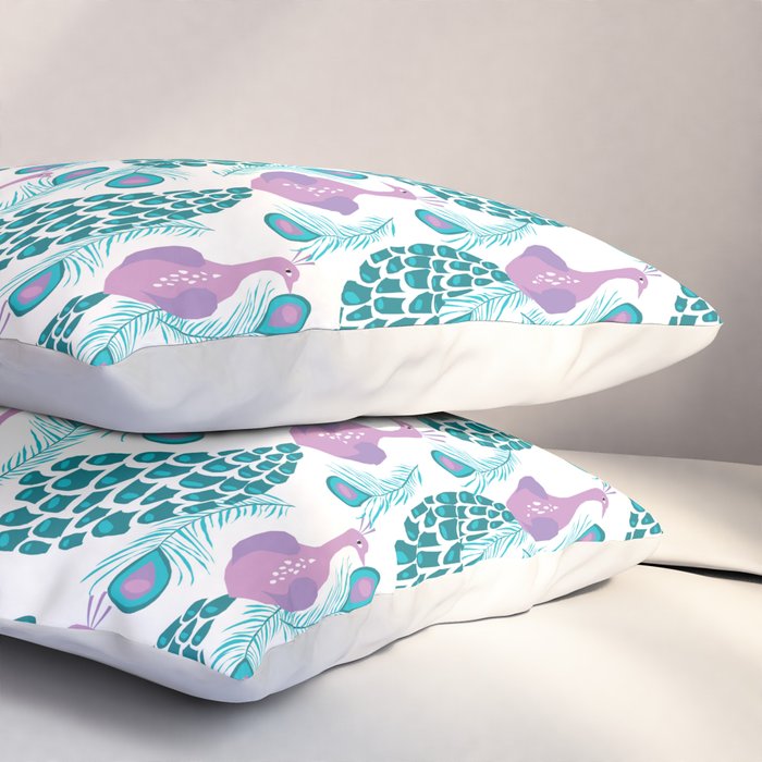 Peacock pattern cute bird nursery minimal home decor peacocks plume feathers Pillow Sham Gallery Image 3