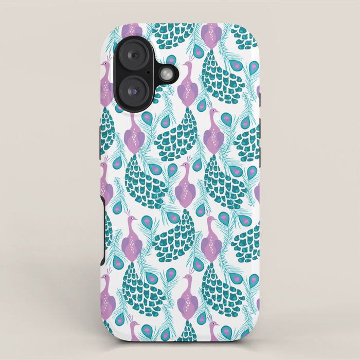 Peacock pattern cute bird nursery minimal home decor peacocks plume feathers iPhone Case Gallery Image 1