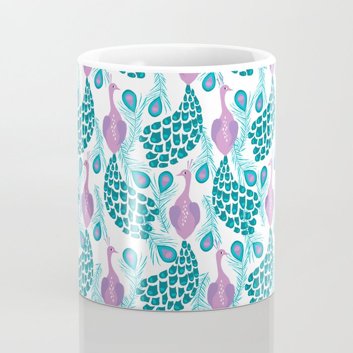 Peacock pattern cute bird nursery minimal home decor peacocks plume feathers Coffee Mug Gallery Image 4
