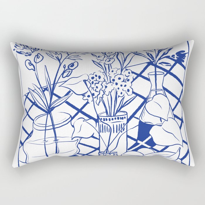 Blue line vases Rectangular Pillow Gallery Image 1