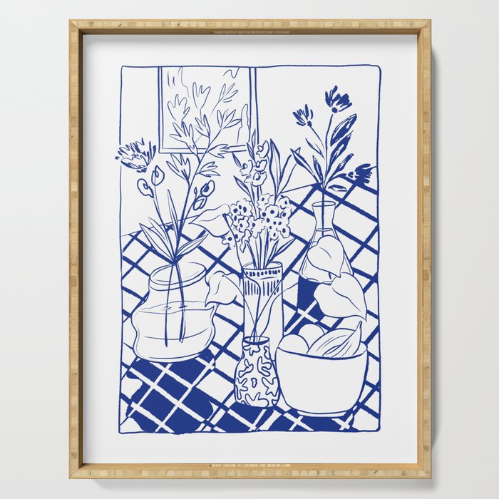 Blue line vases Serving Tray Gallery Image 1