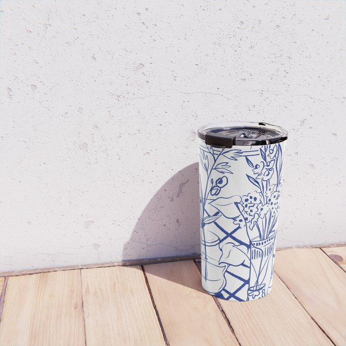 Blue line vases Travel Mug Gallery Image 4