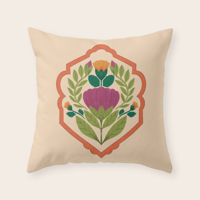 Vintage Pressed Flower Illustration Throw Pillow Gallery Image 6