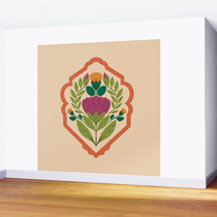 Vintage Pressed Flower Illustration Wall Mural Gallery Image 2
