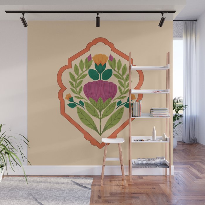 Vintage Pressed Flower Illustration Wall Mural Gallery Image 1