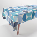 Mid Century Modern Pattern Blue Tablecloth Gallery Image 1