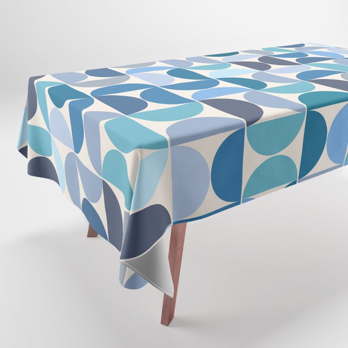 Mid Century Modern Pattern Blue Tablecloth Gallery Image 1