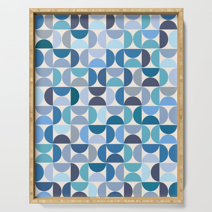 Mid Century Modern Pattern Blue Serving Tray Gallery Image 1